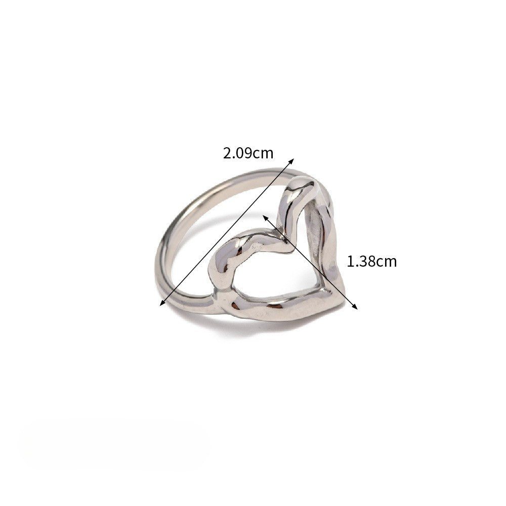 Wholesale Hammer Pattern Love Stainless Steel 18K Gold Plated Ring